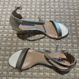 Stuart Weitzman metallic block heel